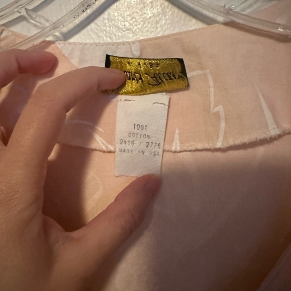 Vintage 80s pink cream floral print midi cotton dress - Picture 5 of 7